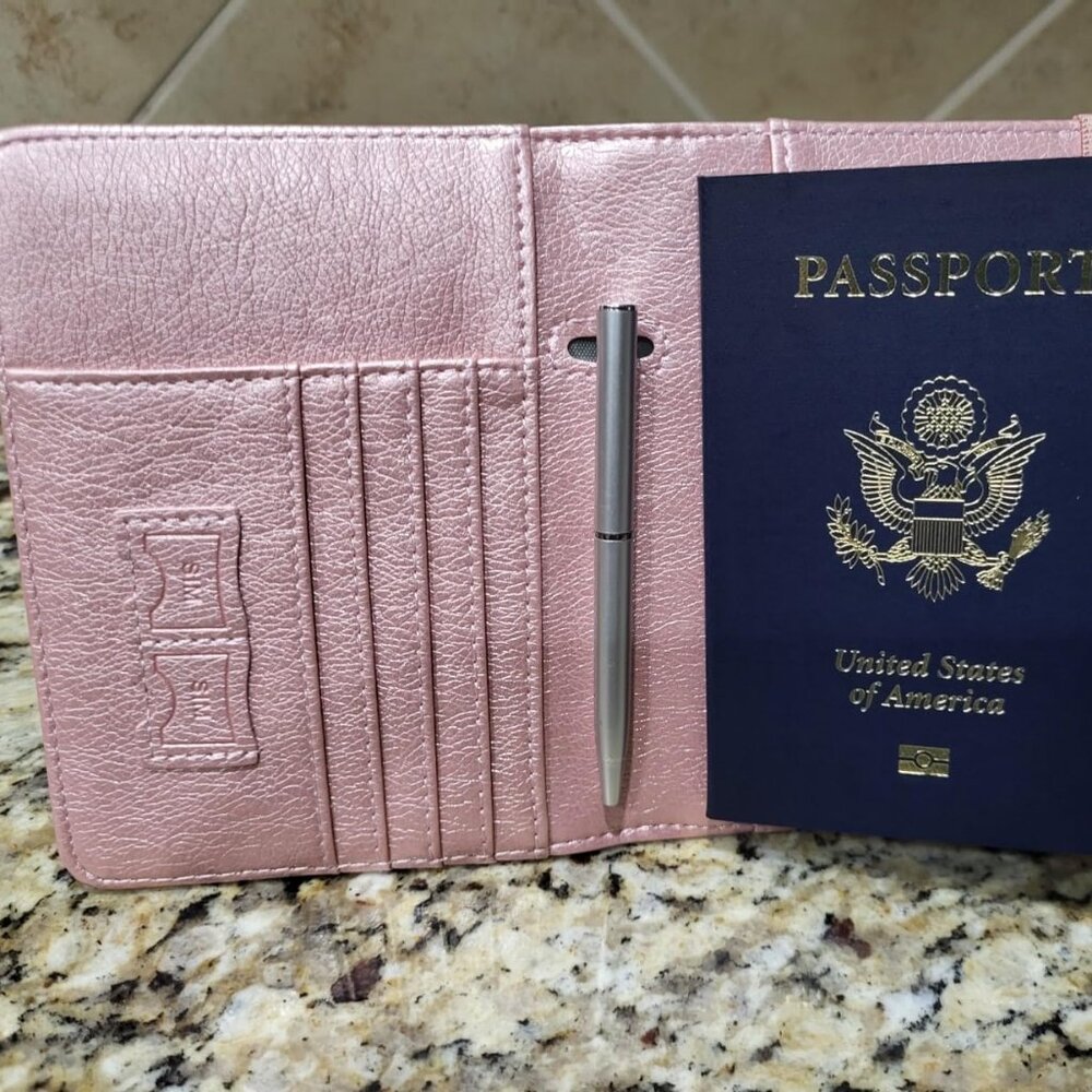 RFID Passport Holder • Rose Gold • PU Leather Travel Wallet